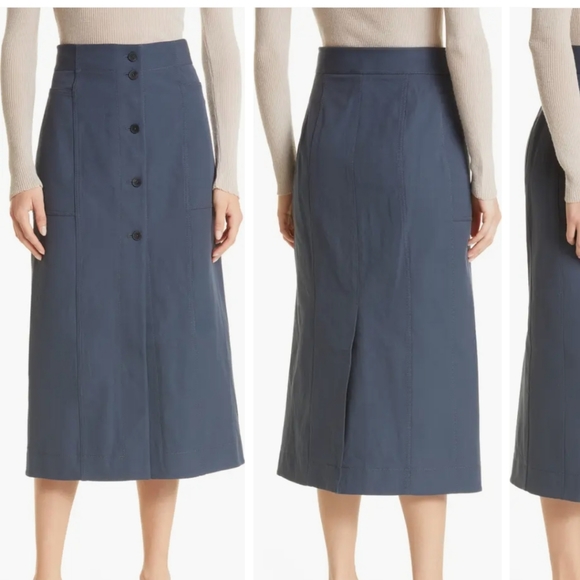 NEW MM Lafleur the Lane skirt midi gray blue better than denim stretch 8 - Picture 1 of 16
